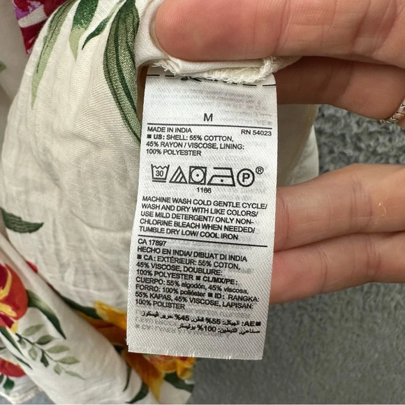 Old Navy Short Sleeve Bell Sleeve Wrap Front Dress White Floral Women's Medium - Picture 6 of 10